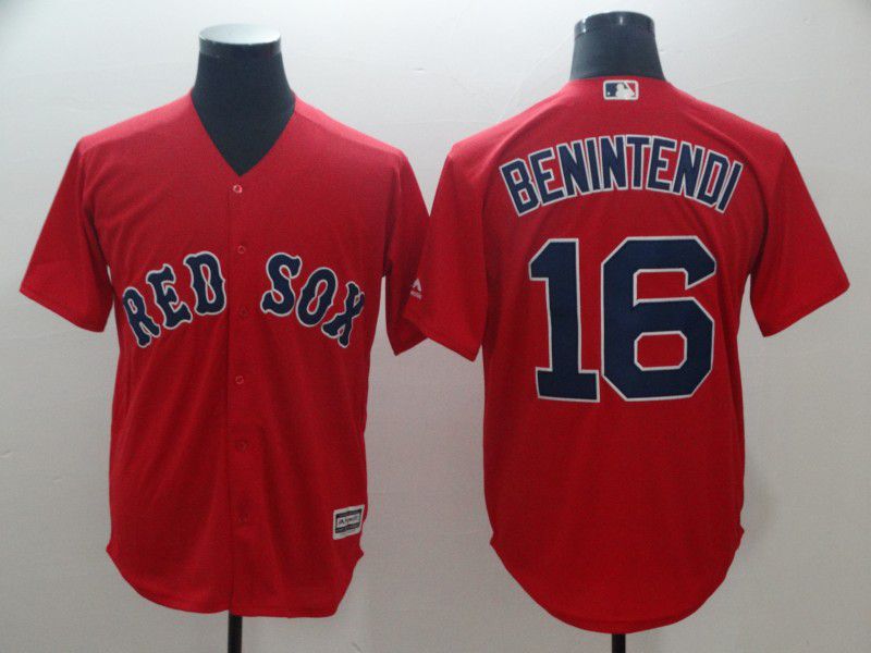Men Boston Red Sox #16 Benintendi Red Game MLB Jerseys